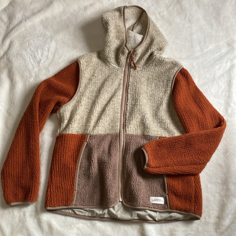 REI Orange and Beige Hooded Jacket